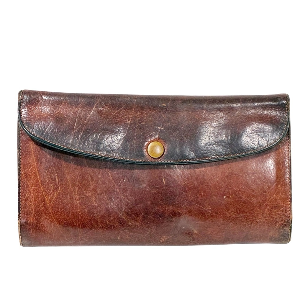 Coach Vintage Long Snap Wallet British Brown Tan Leather 1970s